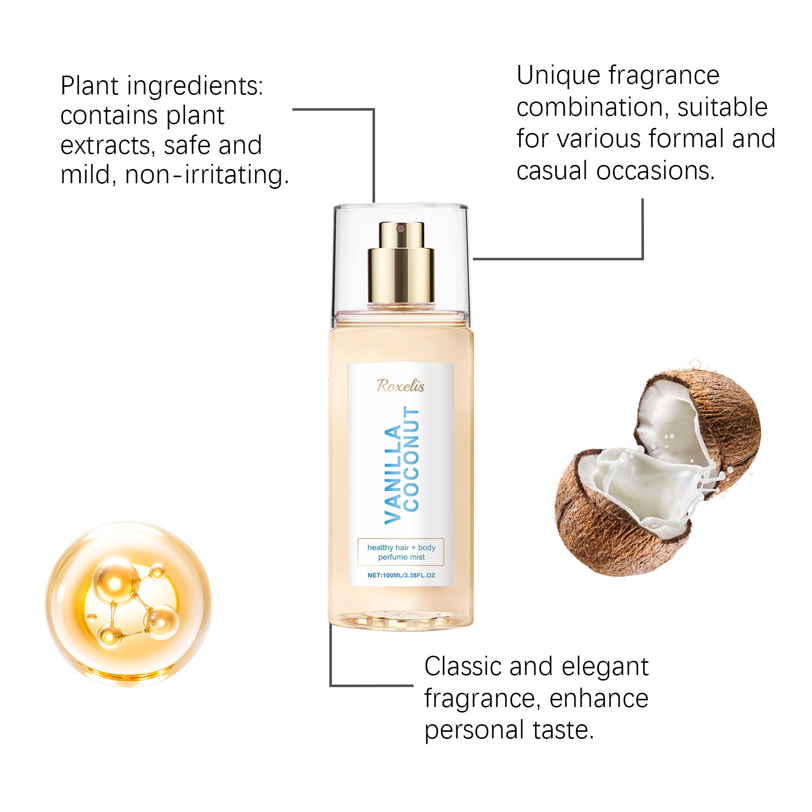 ROXELIS Perfume Corporal y Cap - Perfume Fragrance Hair Spray reseña y precio